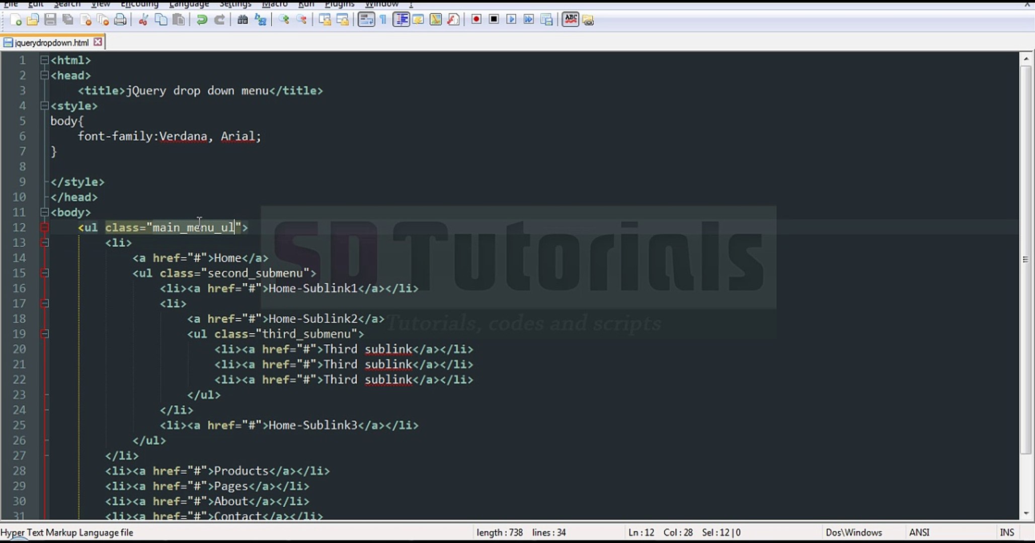 ⁣jQuery drop down menu