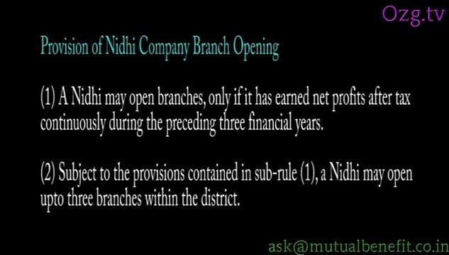Ozg Nidhi Company Branch Opening Law in Ahmedabad, Gujarat - Email ask@mutualbenefit.co.in