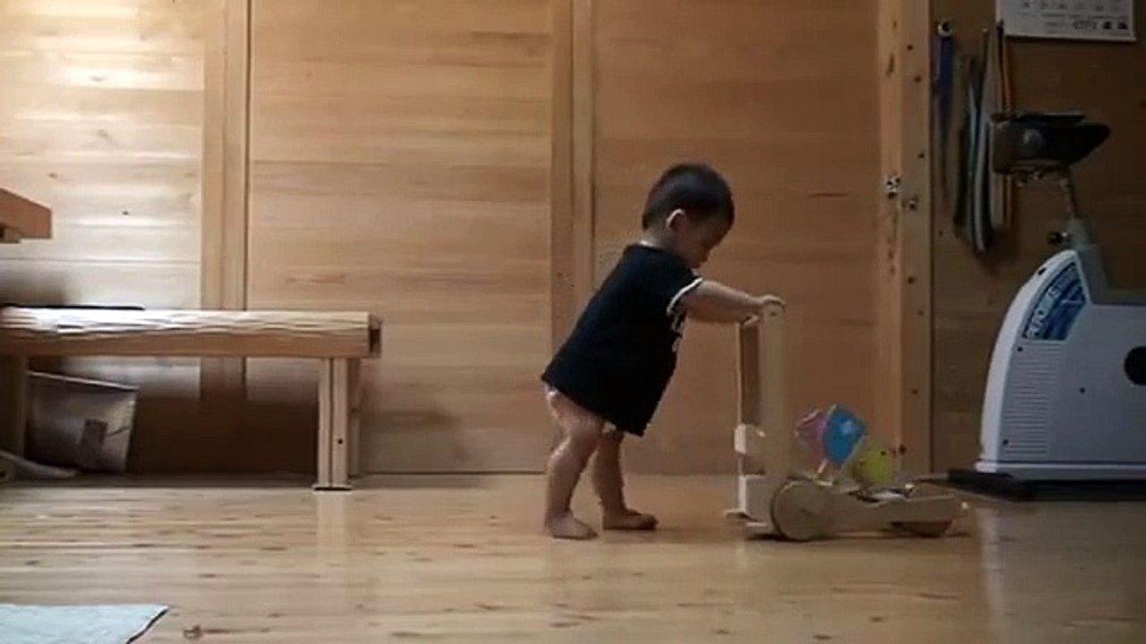 Cute : un chat apprend au bébé comment marcher