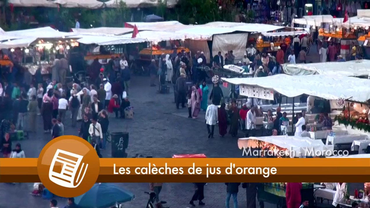 Les calèches de jus d'orange place Jemâa el Fna