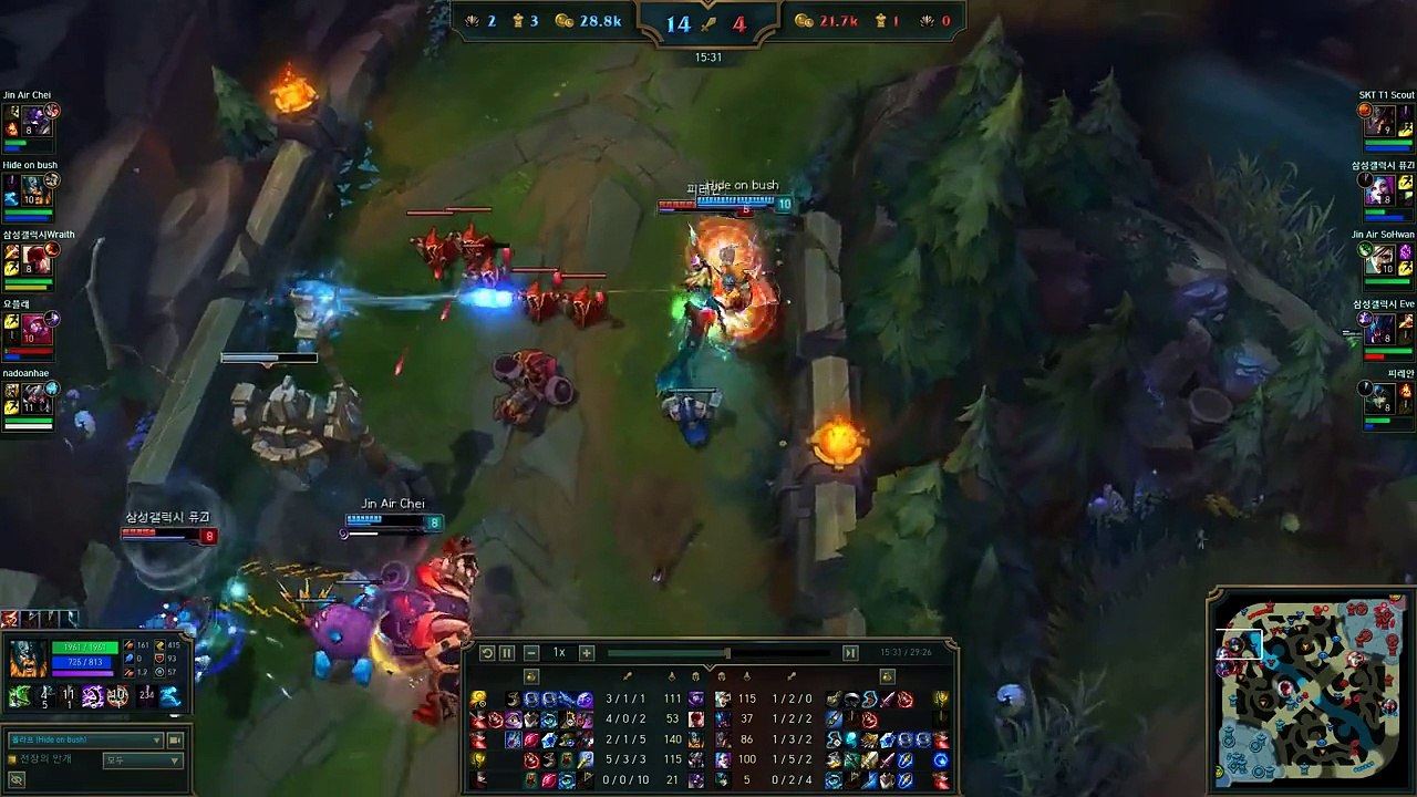 SKT T1 Faker Olaf vs Twisted Fate Scout, KR LOL SoloQ Highlights