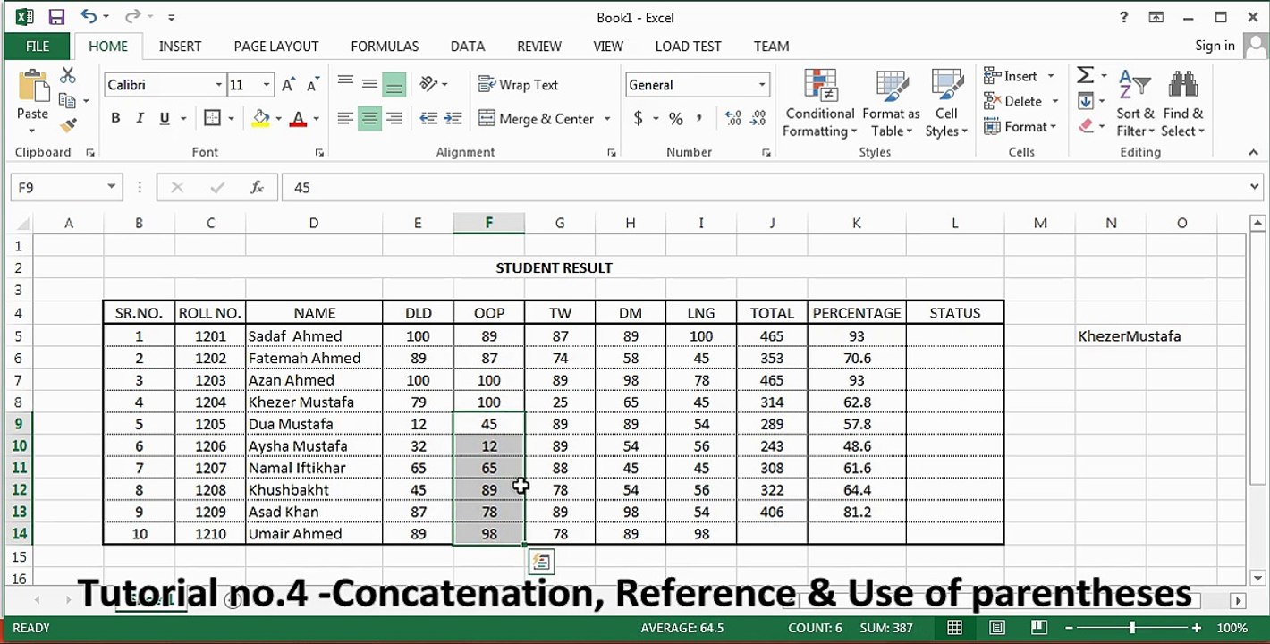 Tutorial no.4 -Concatenation, Reference & Use of parentheses