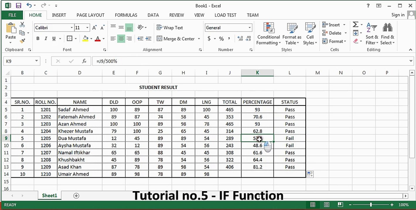 Tutorial no.5 - IF Function