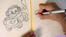 Drawing Cars Mater and Tigger from Disney Winnie the Pooh cartoon