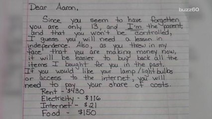 Mom writes letter demanding rent from entitled son
