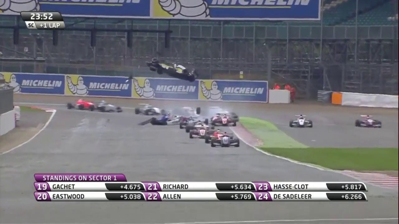 Formule Renault 2.0 Silverstone 2015 Start Massive Flip Crash