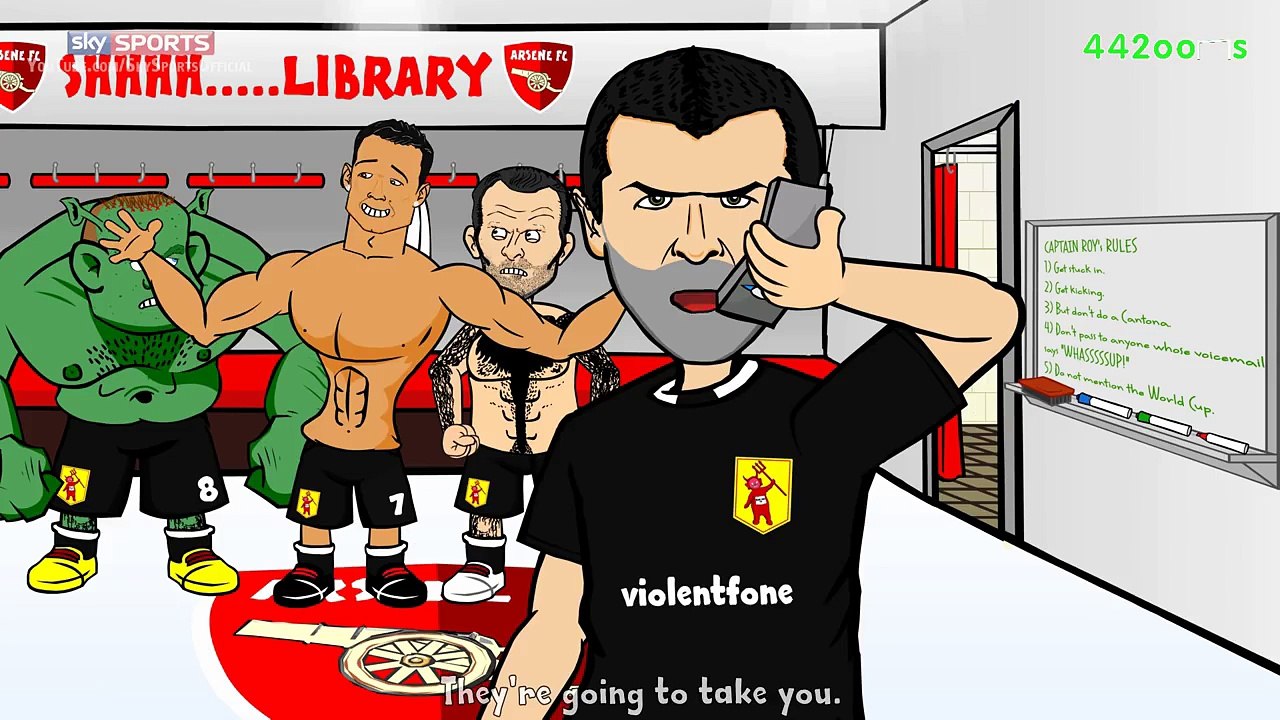 ROY KEANE vs PATRICK VIEIRA HIGHBURY TUNNEL! Football Flashback No7 (Parody funny cartoon)