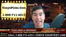 Arkansas Razorbacks vs. Texas A M Aggies Free Pick Prediction NCAA College Football Odds Preview 9/26/2015