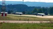 Four USAF F-22 Raptors from the 95th Fighter Squadron take off from Spangdahelm Air Base, Germany