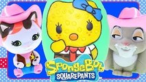 Spongebob Kitty / Hello Squarepants Giant Play Doh Surprise Egg! Kinder Surprise Shopkins