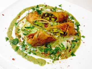 Avocado Egg Roll with Tamarind Cashew Dipping Sauce