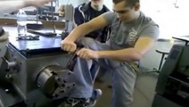 Bonehead Gets Caught In An Industrial Lathe