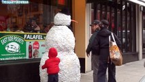 Funny Pranking Weird people Moving Snowman Prank