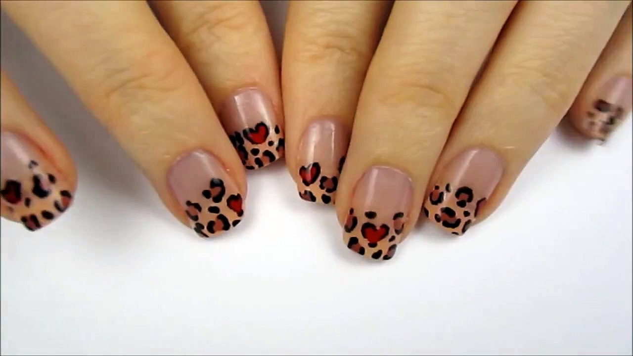 Heart Leopard Nail Art