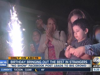 Strangers attend little boy's birthday after no one shows up