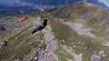 Crazy Guys in wingsuits jumping off a mountain in the Alps