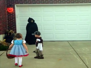 Scared Trick or Treater Peaces Out