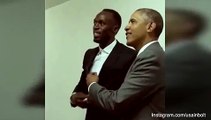 Obama mimics Lightning Pose of Usain Bolt