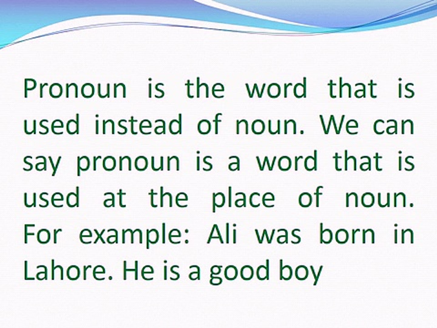 pronoun: learn to speak English grammar