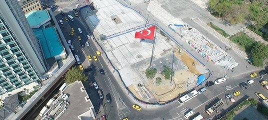 Taksim Meydanı düzenleme çalışmaları havadan görüntülendi