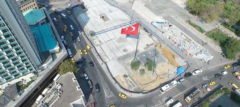 Taksim Meydanı düzenleme çalışmaları havadan görüntülendi