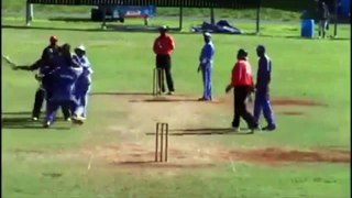 Unbelievable scenes in Bermuda with a cricketer handed a life ban for his role in this ugly brawl.