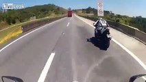 Famous biker on the internet almost killed by truck on highway