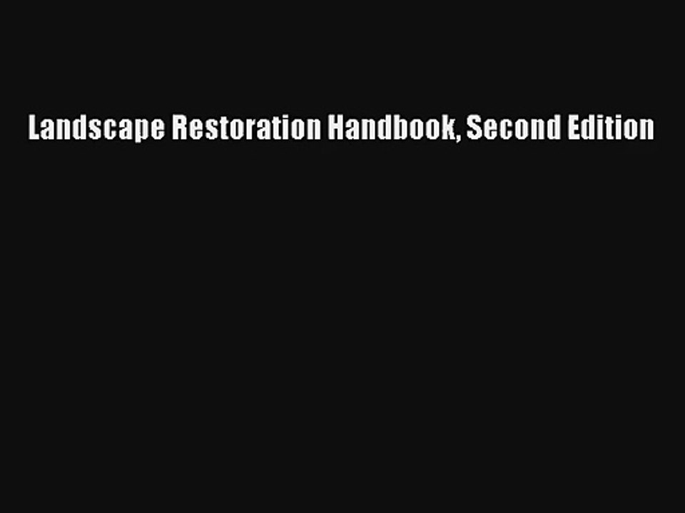 AudioBook Landscape Restoration Handbook Second Edition Online