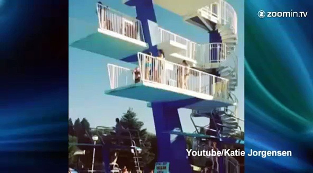 Elle chute du deuxième plongeoir