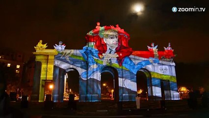 Madrid: la porte d'Alcala transformée en mur de Berlin