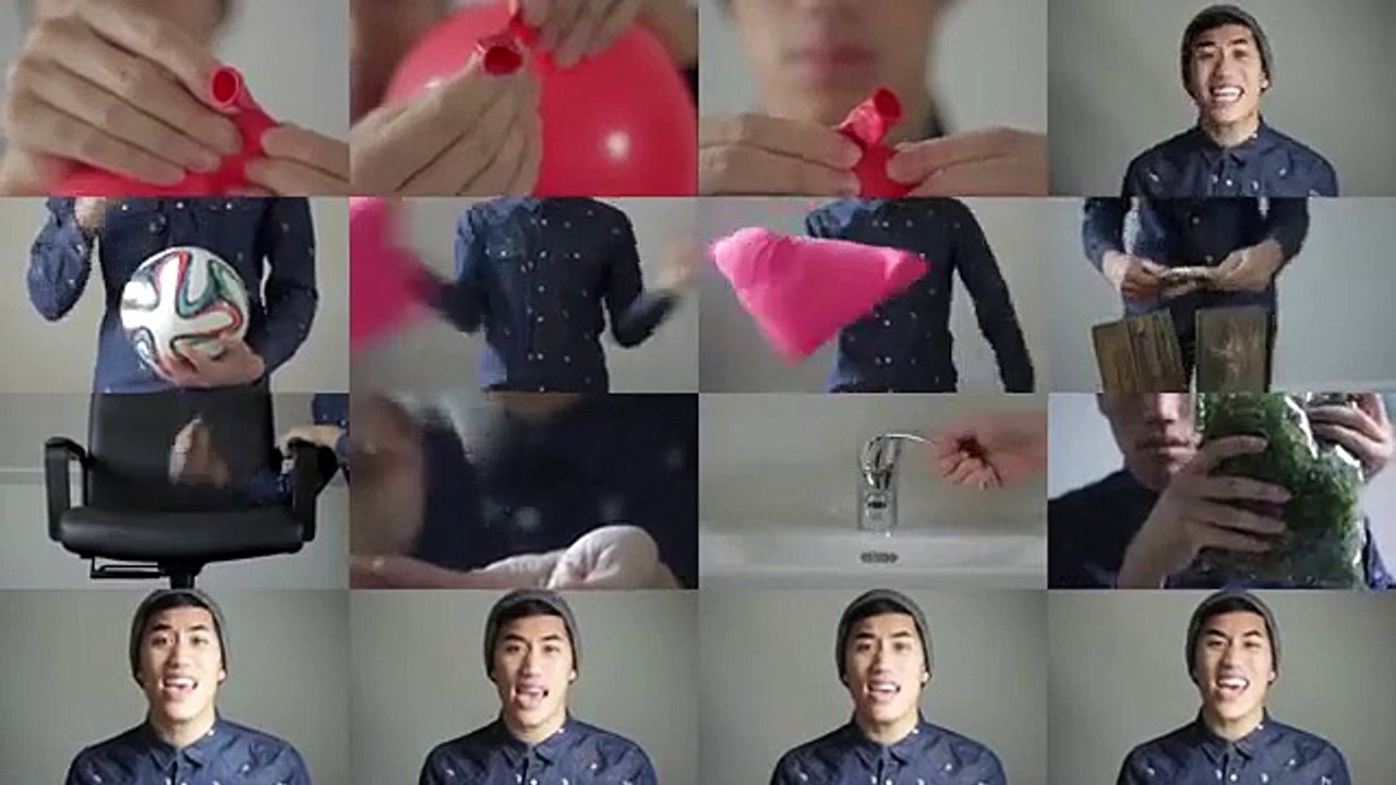 Il joue 6 tubes musicaux de 2014 avec 28 objets différents !