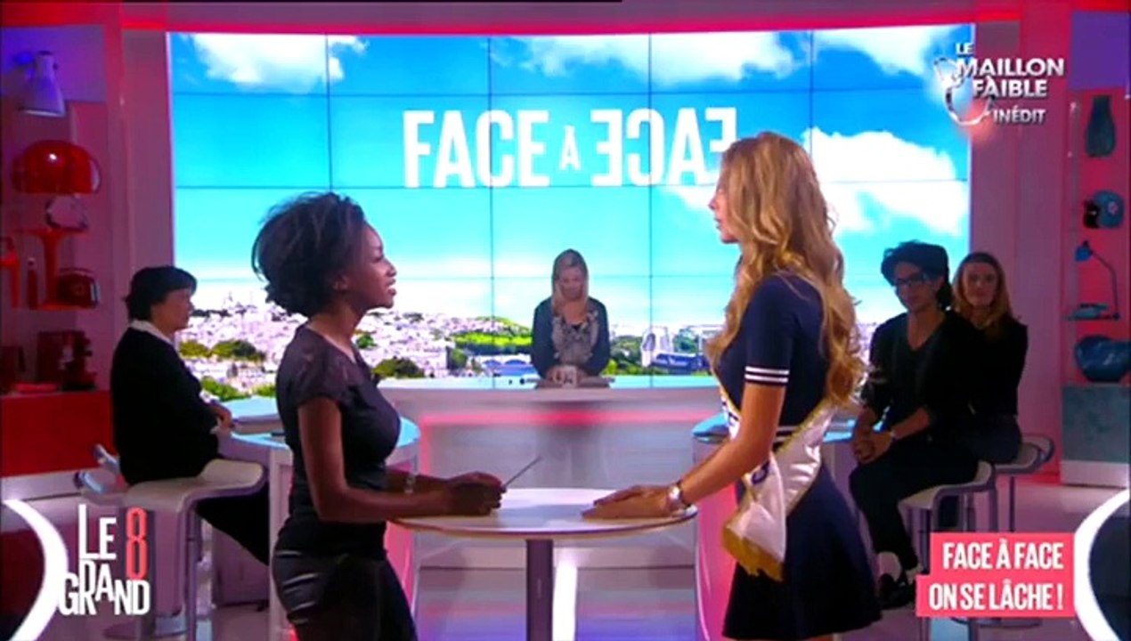 Camille Cerf : "petits seins" et sous-vêtements, Miss France 2015 se dévoile sur le plateau du Grand 8