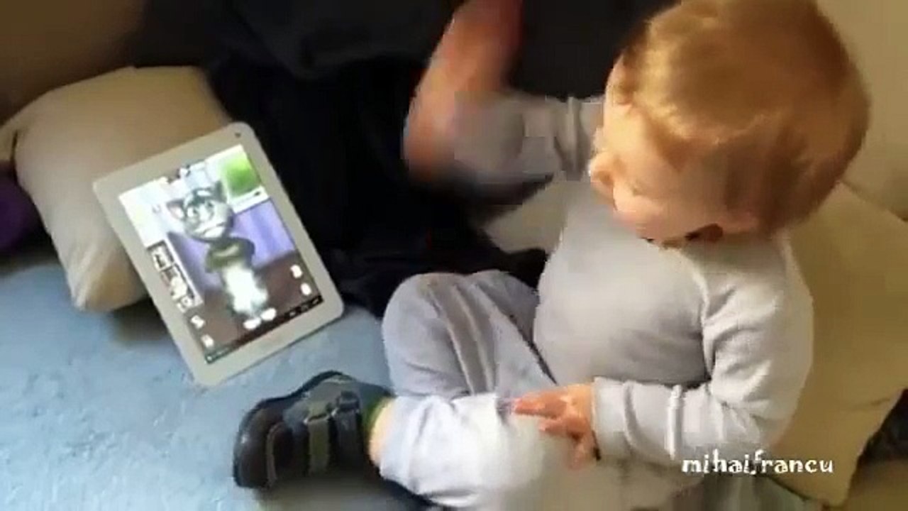 Babies and the iPad Talking Tom Cat. So cute