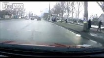 Rear Ended Vehicle Spins and Flips on Side