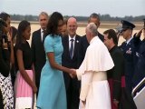 President Obama welcomed Pope Francis at Joint Base Andrews at the start of the pontiff's ...