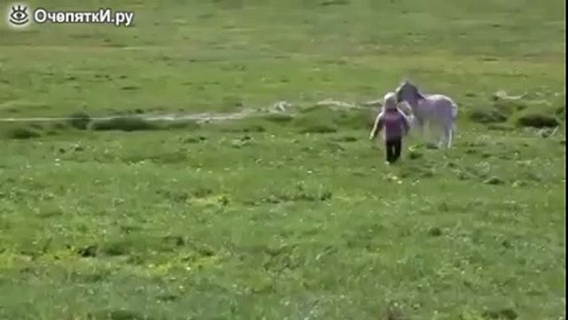 Ребёнок и жеребёнок - лучшие друзья)