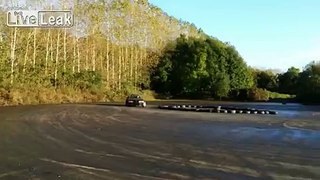 Man hit by a drifting car