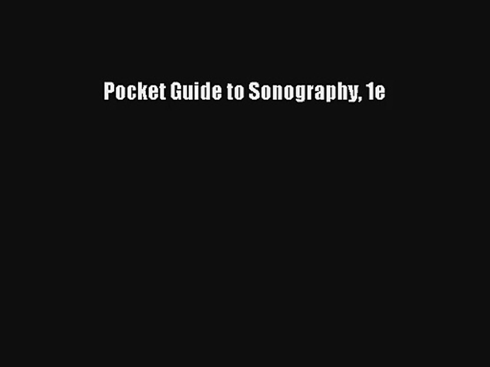AudioBook Pocket Guide to Sonography 1e Free