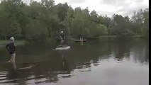 Flying over a lake!