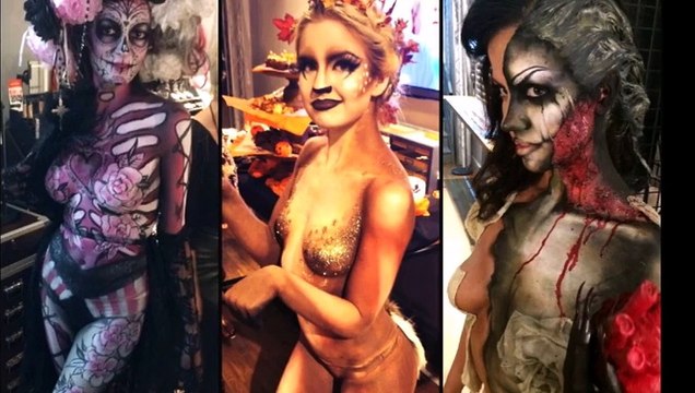 Girls body painting halloween costumes