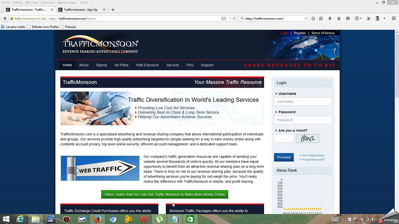 S inscrire sur Trafficmonsoon pour augmenter ses Revenus