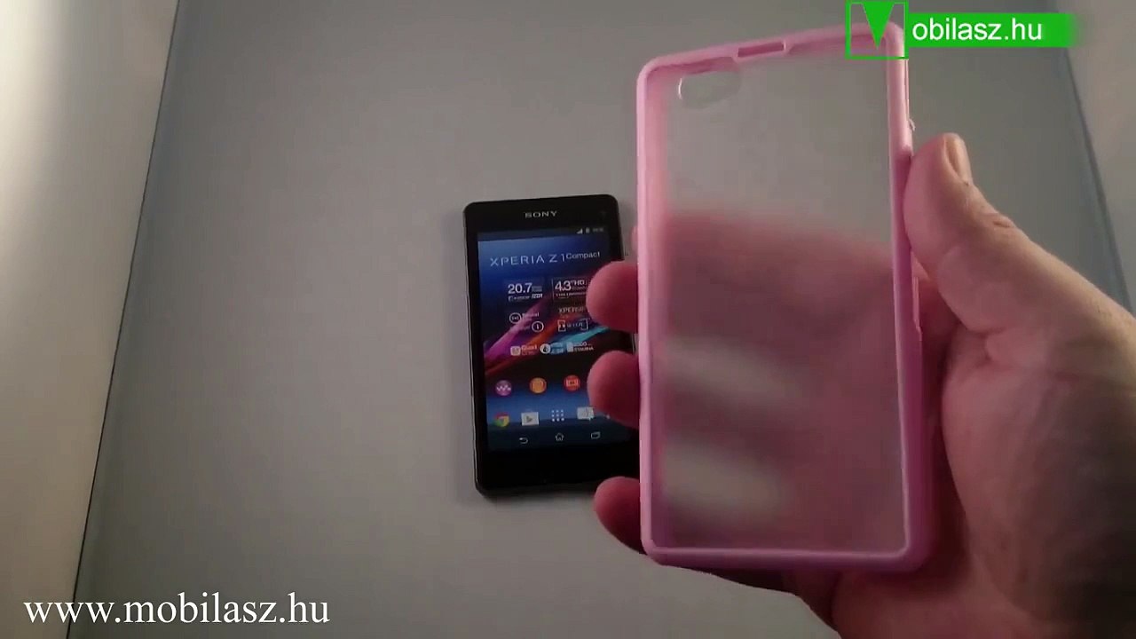 37953: Műanyag védő tok - szilikon szegély - RÓZSASZÍN - SONY Xperia Z1 Compact (D5503)