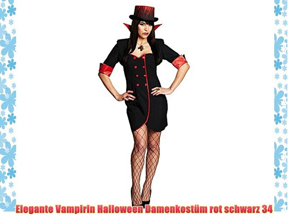 Elegante Vampirin Halloween Damenkost?m rot schwarz 34