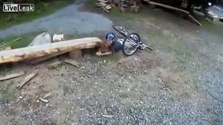 Mountain biker vs log