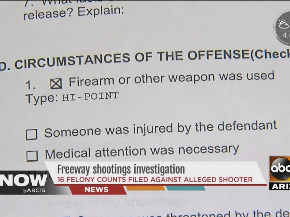 County attorney files 16 felony charges against alleged freeway shooter