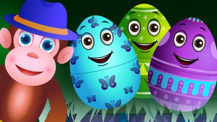 Surprise Eggs Nursery Rhymes | Five Little Monkeys | Learn Colours & Objects | ChuChu TV