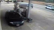LiveLeak.com - Out of Control Jeep Crashes Into Van, Causes Fire at Gas Station