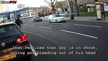 Bleeding man (biker tries to help)