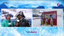 Gérard Holtz en larmes après la victoire de Jean-Baptiste Grange en slalom aux Mondiaux de ski