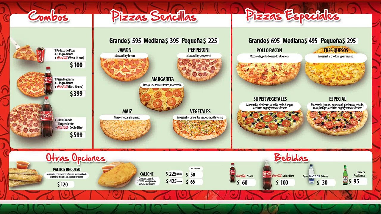 Menú Digital Pizza Manía